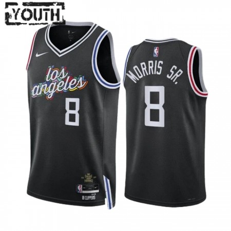 NBA Børn Trøje Los Angeles Clippers Marcus Morris SR 8 2022-23 Nike City Edition Sort Swingman